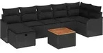 vidaXL Gartensofa-set mit Kissen 8 pcs Schwarz Poly Rattan - Schwarz