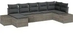 vidaXL Garten-Sofa-Set mit Kissen mit Speicher 7 pcs Grau Poly Rattan - Grau