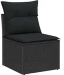vidaXL Gartensofa-set mit Kissen 9 pcs Schwarz Poly-Rattan - Schwarz