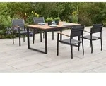 Merxx Gartenm&ouml;bel Set Paxos 5tlg., 4 Stapelsessel, Ausziehtisch 150 (200) x 90...
