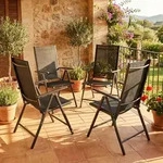 VCM 4er Set Gartenstuhl | Stuhl-Ma&szlig;e ca. H. 105 x B. 56 x T. - Grau