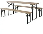 Bistrot-Gartentisch klappbar mit 2 B&auml;nken "Lisbonne" - 176 x 46 x 75 cm - Braun -