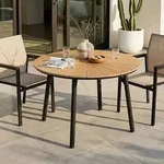 Gartentisch AGAPE rund 120x75cm, Schwarz/Natur &ndash; wetterfester Outdoor Tisch mit