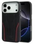 Audi R8 Echtes Leder Magsafe Fall f&uuml;r Iphone 17 Pro - Schwarz und Rot -...