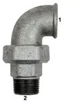 Riegler Verschraubung Bogen 98 IG/AG, Rp 1 1/4, R 1 1/4, schw. Temperguss