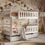 Hochbett 80x180 mit 2 Schubladen Etagenbett mit Rausfallschutz und Lattenrost,