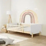 Homestyle4u Kinderbett 90x200 mit Rausfallschutz Wei&szlig; Holzbett Matratze mit &reg;