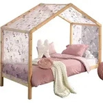 Vipack Dallas 3 Hausbett 90 x 200 cm Liegefl&auml;che inkl. Textilhimmel, Natur