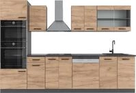 K&uuml;chenzeile Vicco R-Line Goldkraft Eiche 300 cm mit Hochschrank, ohne Arbeitsplatte,
