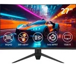 ODYS Q27-X Curved Gaming Monitor, 27 ", WQHD, 180 Hz, 1ms, VA, HDR, 125 % sRGB
