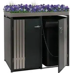 2er-M&uuml;lltonnenverkleidung MCW-O67, M&uuml;lltonnenbox mit Pflanzkasten, Metall