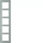 Berker Rahmen 5fach, Q.7, Glas polarwei&szlig;, Wei&szlig;, Glas, Schraubenlos, Berker, Q.7,
