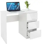 ML-Design Schreibtisch mit 3 Schubladen, 90x76x50 cm, Wei&szlig;, Schubladenfronten in