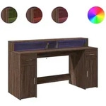 vidaXL LED-Schreibtisch Braun Eichen-Optik 160x55x91 Holzwerkstoff - Braun