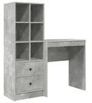vidaXL Schreibtisch mit Schubladen mit Regal 2 pcs Beton Grau - Grau