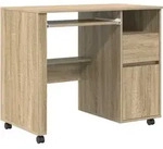 vidaXL Tisch mit R&auml;dern Sonoma-Eiche 91 x 50 x 77 cm Holzwerkstoff - Braun