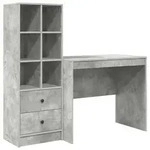 vidaXL Schreibtisch mit Schubladen mit Regal 2 pcs Beton Grau - Grau