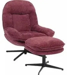 Relaxsessel mit Hocker MCW-P32, Fernsehsessel Nosagfederung, drehbar Metall