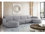 Kaiser M&ouml;bel Ecksofa Designer MODENA U XL stoff Dicker cord Poso Hellgrau -...