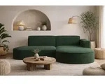 Kaiser M&ouml;bel Ecksofa mit runden Abschl&uuml;ssen aus Cordstoff &ndash; MODENA STUDIO,