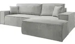 Selsey Farese &ndash; Ecksofa mit Cordbezug, Schlaffunktion und Stauraum, Hellgrau,