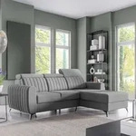 Ecksofa CONNOR I - mit Schlaffunktion, Bettkasten & universeller Ottomane, Grau...