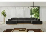 ALTDECOR Ecksofa in U-Form IREA-U2-v2 386x165x80 cm Schwarz Corner Sofa Bett...