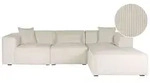 BELIANI Ecksofa Cremewei&szlig; Cord L-F&ouml;rmig Linksseitig f&uuml;r 3 Personen...