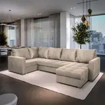 Masseno Ecksofa LORIVO L-S mit Schlaffunktion U-Form, Sofa mit Bettkasten,