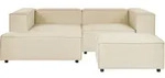 BELIANI Ecksofa mit Ottomane Beige Leinen L-f&ouml;rmig 2-Sitzer Modulsofa...