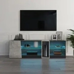 Mondeer TV-Lowboard TV-Schrank mit LED-Beleuchtung 140cm breit Schwarz und Grau...