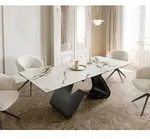DELIFE Esstisch Edge 180-220x100 Keramik Calacatta Luxe Wei&szlig;-Gold-Grau...