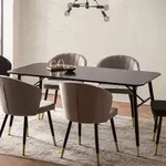 WOHNLING Esszimmertisch 180x90x76 cm Esstisch Schwarz in Marmor-Optik Modern