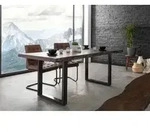 MASSIVMOEBEL24 Baumtisch Akazie 200x100x77 braun lackiert / U-Beine anthrazit