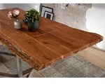 MASSIVMOEBEL24 Baumtisch mit Ansteckplatte Akazie 160-220x100x78cm walnuss lackiert