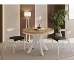 Runder Esstisch Ausziehbar 90-190 cm &ndash; Verl&auml;ngerbar, f&uuml;r 5-9 Personen mit...