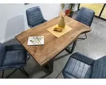 MASSIVMOEBEL24 Baumtisch Mango 140x90x77 natur lackiert / U-Beine anthrazit...