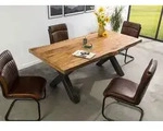 MASSIVMOEBEL24 Baumtisch Mango 180x90x77 natur lackiert / X-Beine anthrazit...