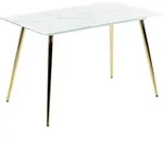 BELIANI Esstisch Marmor-Effekt und Gold temperiertes Glas und Metallbeine...