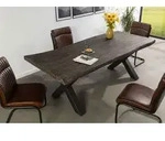 MASSIVMOEBEL24 Baumtisch Mango 200x100x77 grau lackiert / X-Beine anthrazit matt