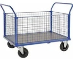 Kongamek Kastenwagen in blau 1366x800x1020mm mit MDF-Platte und 4 Gitterw&auml;nden mit
