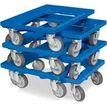 6x Logistikroller/Kistenroller f&uuml;r Beh&auml;lter 600 x 400 mm, Tragkraft 250 kg, blau