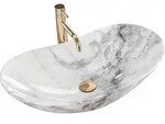 Rea Aufsatzwaschbecken Royal Granit Shiny Oval White - Wei&szlig;