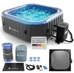 Juskys&reg; Whirlpool SpaLuxe inkl. LED-Beleuchtung Grau/Blau - 3000W, 130 D&uuml;sen,