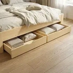 Homestyle4u Bettkasten 2 er Set Schublade Aufbewahrung Bettschublade Bettauszug Natur