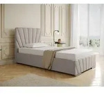 Polsterbett RAY - Komfortbett mit Stauraum, Einzelbett, Beige, 100x200cm,