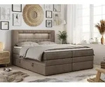 Boxspringbett mit LED Kopfteil und Topper - GOLD-5-KING - 180x200cm - Braun -...