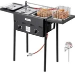 VEVOR Propan-Fritteuse Outdoor gewerbliche Fritteuse mit 2 Tanks (9 L x 2),