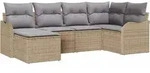 vidaXL Garten-Sofa-Set mit Kissen 6 pcs Beige und Hellgrau Poly Rattan - Beige