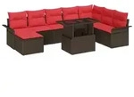 vidaXL Gartensofa-set mit Kissen 9 pcs Braun Poly-Rattan - Braun